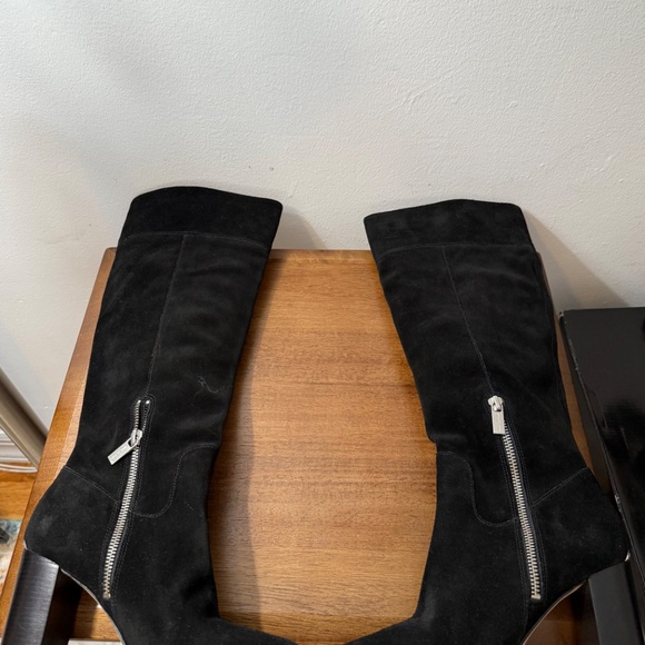 Michael Kors Knee High Suede BlackTall Heeled Boots - Picture 8 of 11